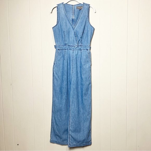J. Crew Point Sur Wide Leg Tailored Indigo Jumpsuit 2 chambray denim minimalist - Picture 3 of 14